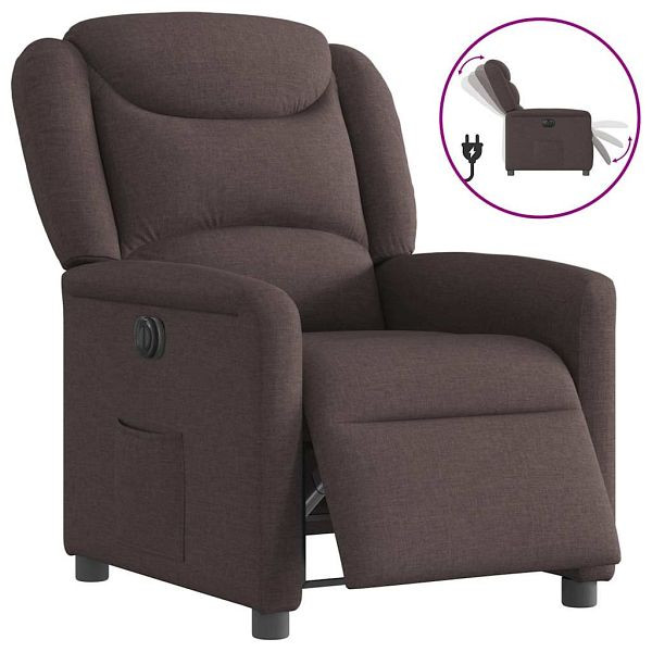 vidaXL Relaxsessel Elektrisch Dunkelbraun Stoff, 3303179