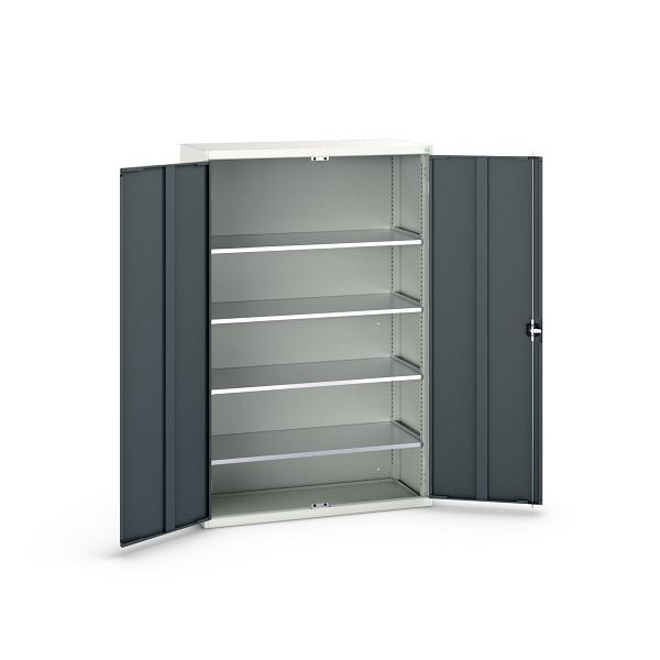 bott verso Flügeltürschrank, mit 4 Fachböden, BxTxH: 1300 x 550 x 2000 mm, Lichtgrau / Anthrazitgrau, 16926653.19