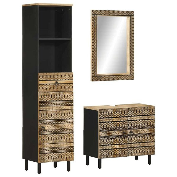 vidaXL 3-tlg. Badmöbel-Set Massivholz Mango, 3310130, 8721158415295