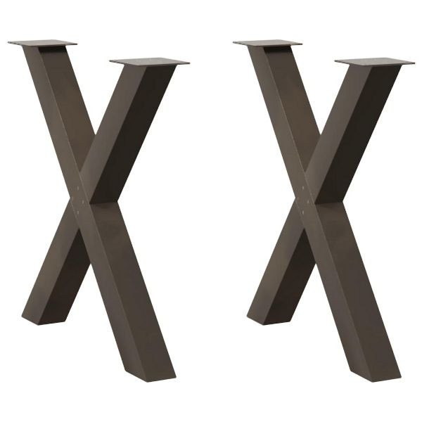 vidaXL Esstischbeine X-Form 2 Stück Naturstahl 70x(72-73) cm Stahl, 4012979