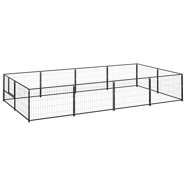 vidaXL Hundezwinger Schwarz 8 m² Stahl, 3082111, 8720286663851