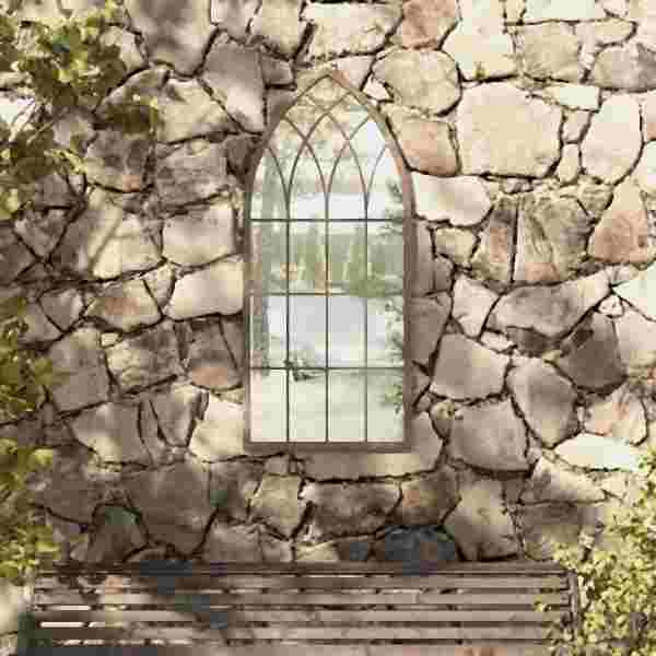 vidaXL Gartenspiegel Sand 100x45 cm Eisen, Sandfarben, 318341