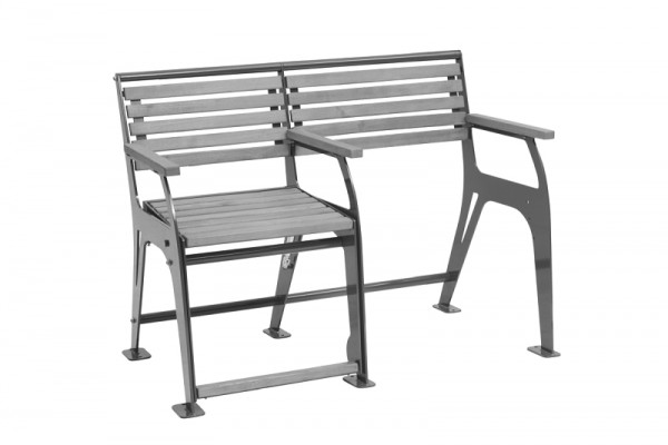 METDRA 2er Seniorenbank Komfort-Plus, mit Gasdruckfeder, Sitzhöhe 560mm, Sitzfläche rechts, Rollator-Einschub links, 860 210