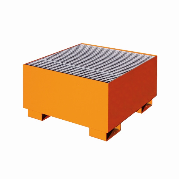Eichinger Industrie Auffangwanne mit geraden Wänden, mit Gitterrost 1 x Fass, reinorange, 30120500000000