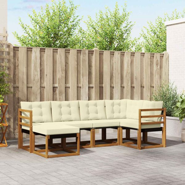 vidaXL Outdoor-Sofagarnitur mit Kissen 6-teilig Natur und Creme, 3368821