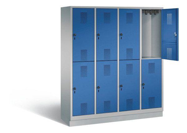 C+P Spind doppelstöckig Evolo, H1800xB1590xT500mm, Farbe: Weißaluminium / Enzianblau, 48320-42 S10392