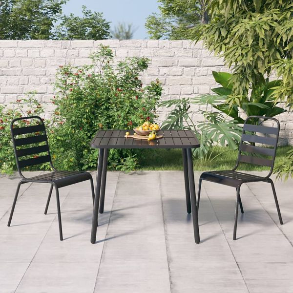 vidaXL 3-tlg. Garten-Essgruppe Anthrazit Stahl, 3187987