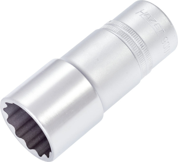 Hazet Steckschlüsseleinsatz, Doppelsechskant, Vierkant hohl 12,5 mm (1/2 Zoll), 27 mm, Lange Ausführung Mit Rändelung, 900TZ-27