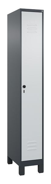 C+P Umkleidespind Classic PLUS mit Mitteltrennwand, Füße, 1950x300x500mm, 7016/7035, Drehriegel, 080010-10F S10013