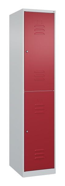 C+P Doppelstöckiger Spind Classic PLUS, 1850x400x500mm, 7035/3003, Zylinderschlösser, 080300-12 S10056