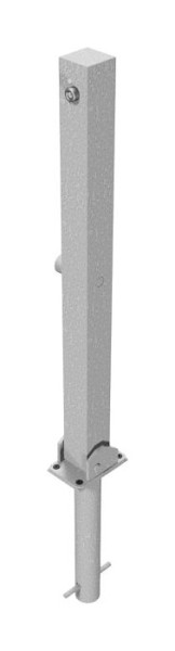 Schake Absperrpfosten Stahlrohr 70 x 70 mm umlegbar, mit Profilzylinderschloss, zum Einbetonieren mit Bodenhülse und Dreikantverschluss, 470FUZH