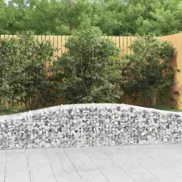 vidaXL Gabionen mit Hochbogen 6 Stück 400x50x40/60cm Verzinktes Eisen, 3145921