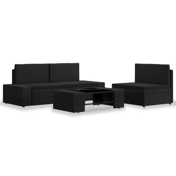 vidaXL 4-tlg. Garten-Lounge-Set Poly Rattan Schwarz, 3054577
