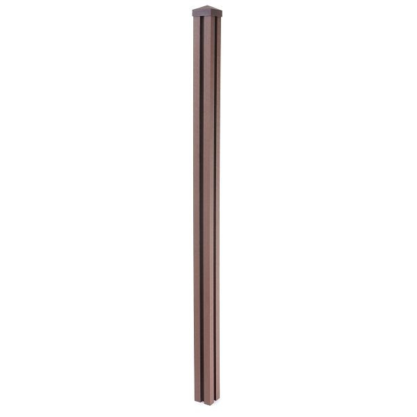 Mendler WPC-Pfosten Sarthe-WPC-Zaun, Pfeiler Pfahl, Stecksystem 1,88m, braun, 64891