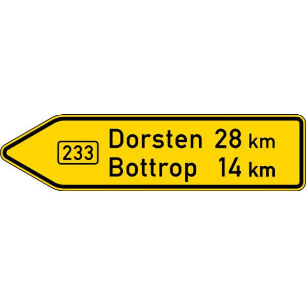 Stein HGS Pfeilwegweiser auf Bundesstraßen, linksweisend, einseitig, 1750mm /RA2/Alform, 415-10-5-422