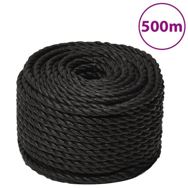 vidaXL Arbeitsseil Schwarz 10 mm 500 m Polypropylen, 153015