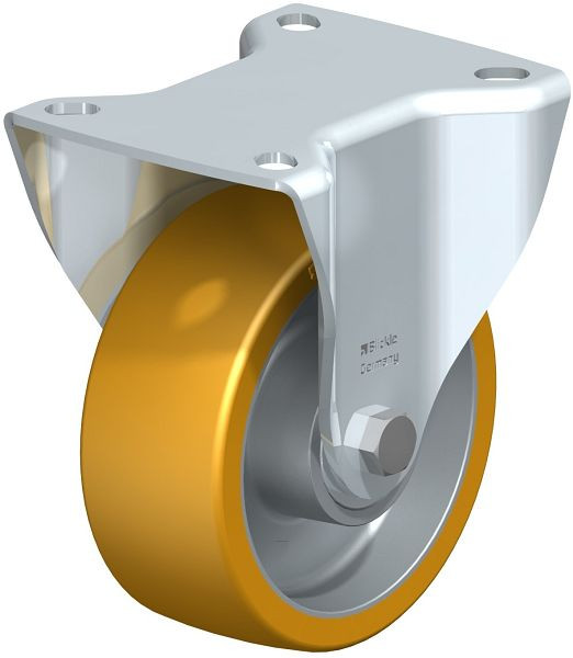 Blickle B-ALTH 100K Stahlblech-Bockrolle, mittelschwere Ausführung, mit Anschraubplatte, Blickle Extrathane®, Hellbraun, 321554