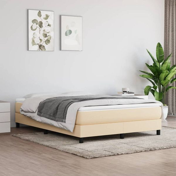 vidaXL Bettgestell Creme 140x200 cm Stoff, 3120521, 8720287231820