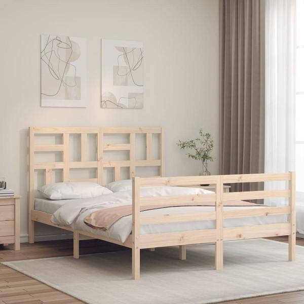 vidaXL Massivholzbett mit Kopfteil, 3194866, 8721012142480