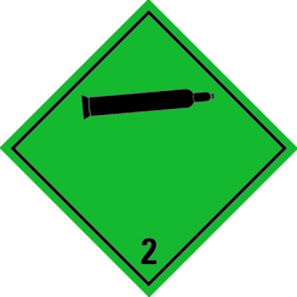 Schilder Klar Verpackungskennzeichnung Gefahrenklasse 2, Nicht entzündbare, nicht giftige Gase, 100x100 mm Folie selbstklebend, 569/61