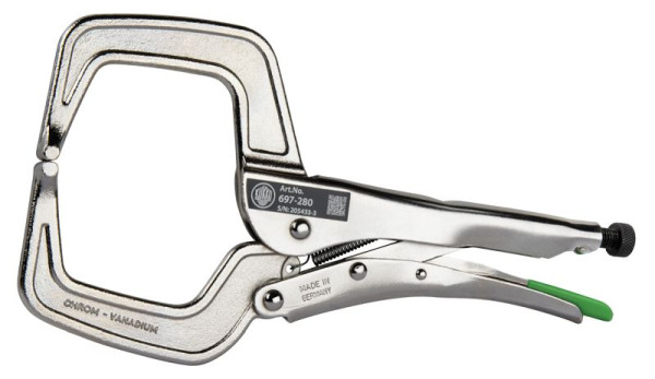 KUKKO Klammer-Gripzange mit Spannbereich bis 90 mm, 280 mm Gesamtlänge, 697-280