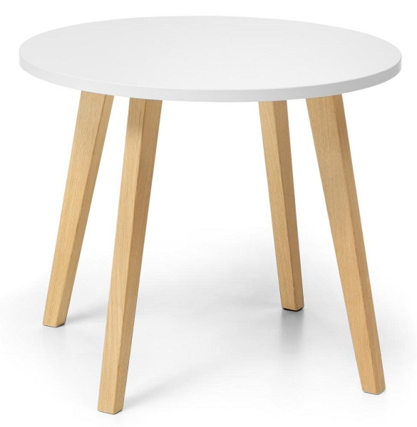 Deskin Beistelltisch OAK, Dekor weiß, Beine Eiche massiv, D 800 x H 630 mm, 293279