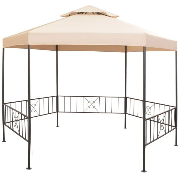 vidaXL Gartenpavillon Partyzelt Hexagonal Beige 323x265 cm, 43165