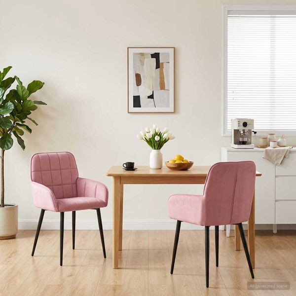 vidaXL Esszimmerstühle 2-teilig Samt Rosa 57 x 50 x 85 cm, 42034274