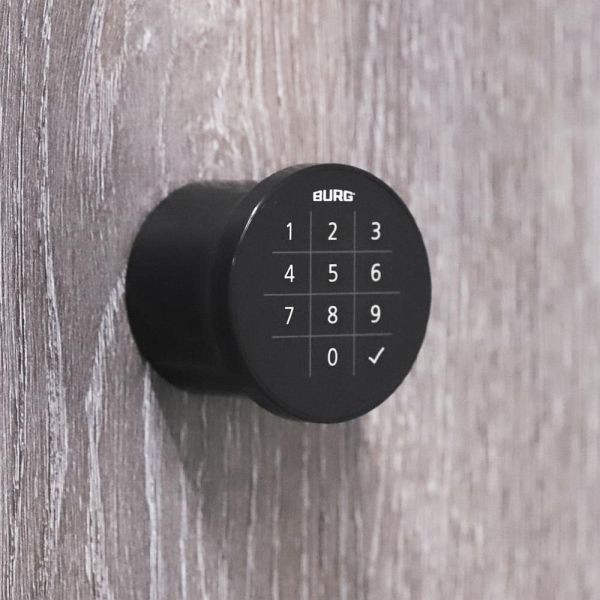 Deskin Elektronisches Codeschloss Flexo, 4-stellig, aus Zamak/Kunststoff, Durchmesser 50 mm, Retrofit 30.000 Schließzyklen je Batterieladung, 348619