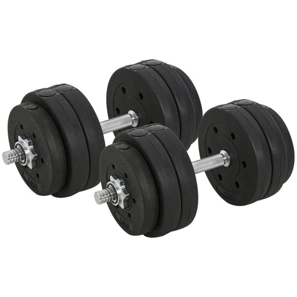 HOMCOM Kurzhantel Set 30 kg Hantelset mit Hantelschieben für Zuhause Büro Fitnessstudio Stahl, A91-139