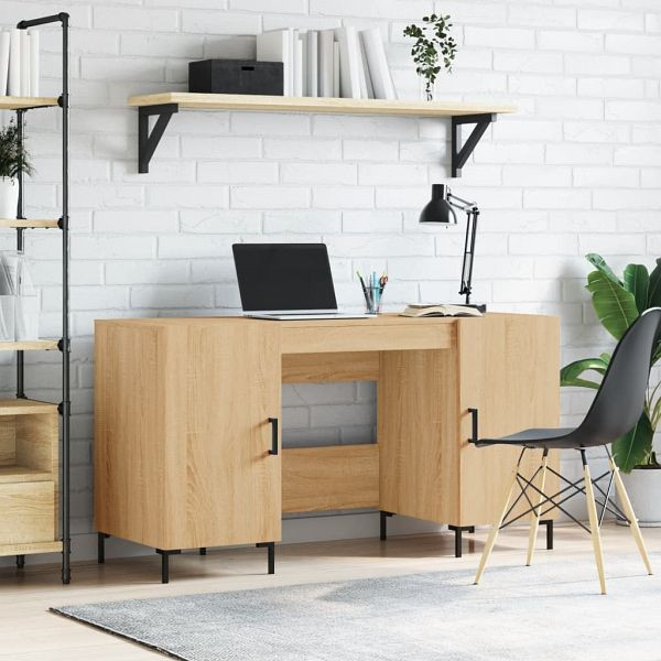 vidaXL Schreibtisch Sonoma-Eiche 140x50x75 cm Holzwerkstoff, 829551