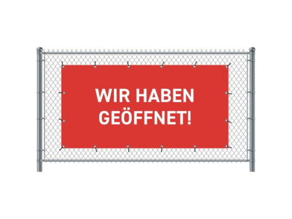 Showdown Displays Zaun-Banner 200 x 100 cm Geöffnet Deutsch Rot, FBG200-100-I689