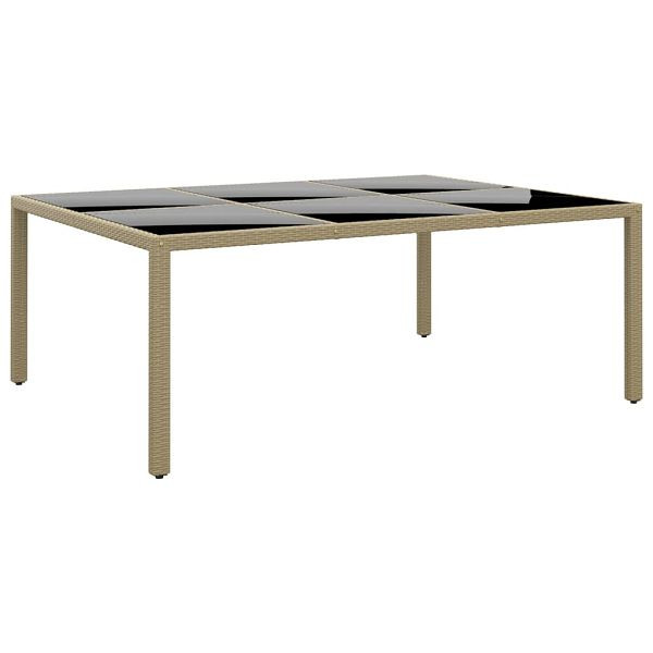 vidaXL Gartentisch 200x150x75 cm Hartglas und Poly Rattan Beige, 310588