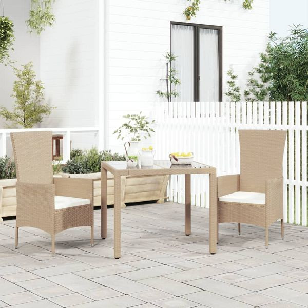 vidaXL Gartenstühle mit Kissen 2 Stück Poly Rattan Beige, 319532