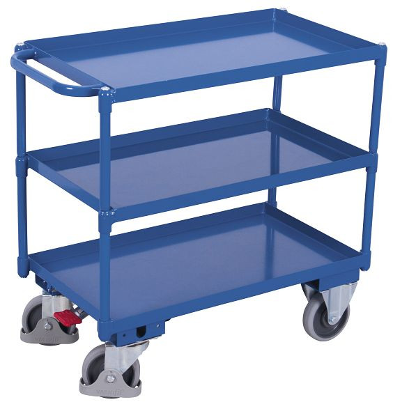 VARIOfit Tischwagen mit 3 Ladeflächen, Außenmaße: 1.135 x 700 x 950 mm, RAL 5010 enzianblau, Ladehöhe: 285 / 600 / 915 mm, sw-700.610
