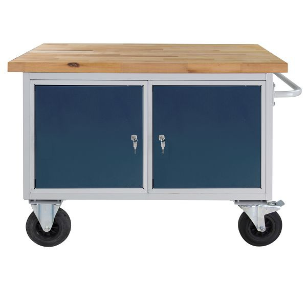 ADB Mobile Werkbank "Typ Tischwagen", 2 Türen, 840x1300x600 mm, Tischwagen: lichtgrau, RAL 7035, Farbe Tür/Schubladen: Anthrazitgrau (RAL 7016), 44744