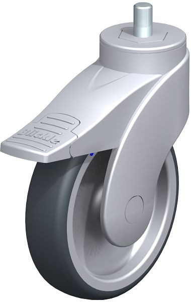 Blickle LWGX-TPA 126G-FI-GSX12 Kunststoff-Lenkrolle WAVE, rostfrei, mit Gewindestift & Feststeller, Thermoplastisches Gummi-Elastomer, Grau, 747472