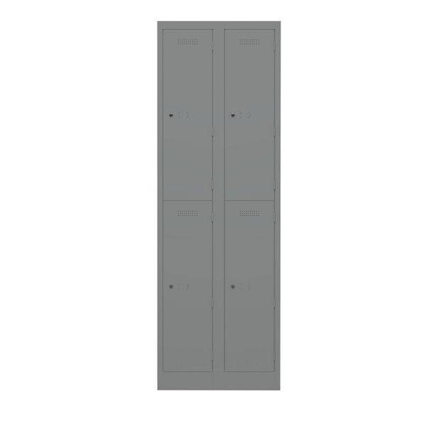Bisley Garderobenschrank Primary Locker, 2 Abteile mit je 2 Fächern übereinander, 649 slate, PL3050D2649