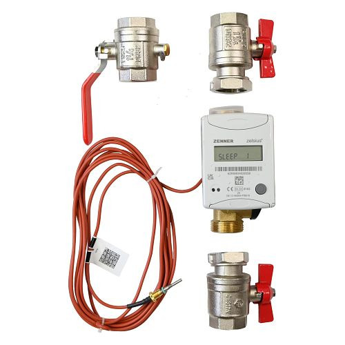 Solarbayer Wärmemengenzähler Ultraschall, Kompakteinheit inkl. Kugelhähnen und Fühler, 500004100