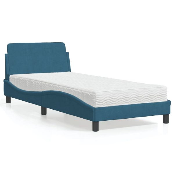 vidaXL Bett mit Matratze Blau 90x200 cm Samt, Top-Qualität, 3208335