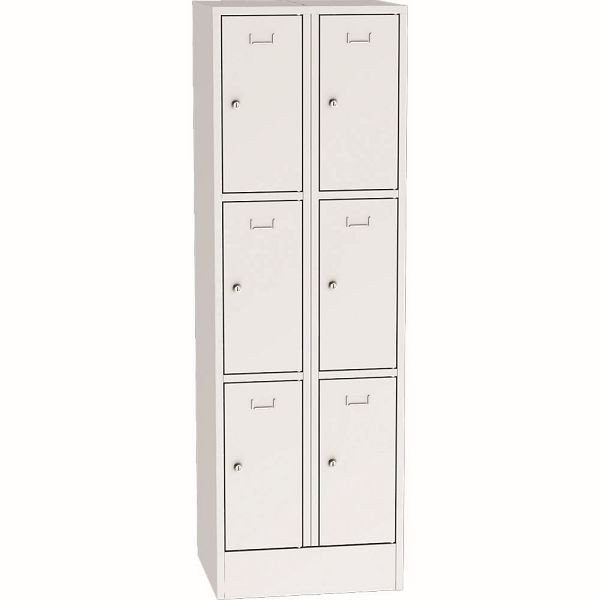 Deskin Schließfach-Stahlschrank SYSTEM SP1 COLOR, Schließfach-Stahlschrank, 2 x 3 Fächer H 1850 x B 600 x T 500 mm, mit Zylinderschloss, Lichtgrau, 281901