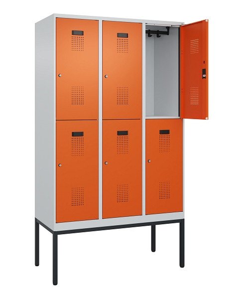 C+P Doppelstock-Spind Evolo PLUS, Gestell, 6 Fächer, 2120x1200x500mm, 7035/2004, Zylinderschloss, 0493307-32 S10029