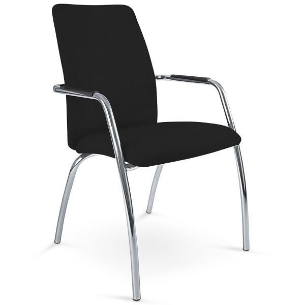 Deskin Besucherstuhl OSTRIA DV 4 - Rückenlehne hoch, 4-Fuß Gestell verchromt, Bezug Kunstleder schwarz, 359247