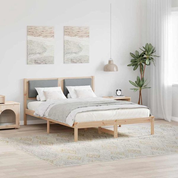 vidaXL Bettrahmen Hellgrau 140 x 200 cm Massives Kiefernholz, 878114