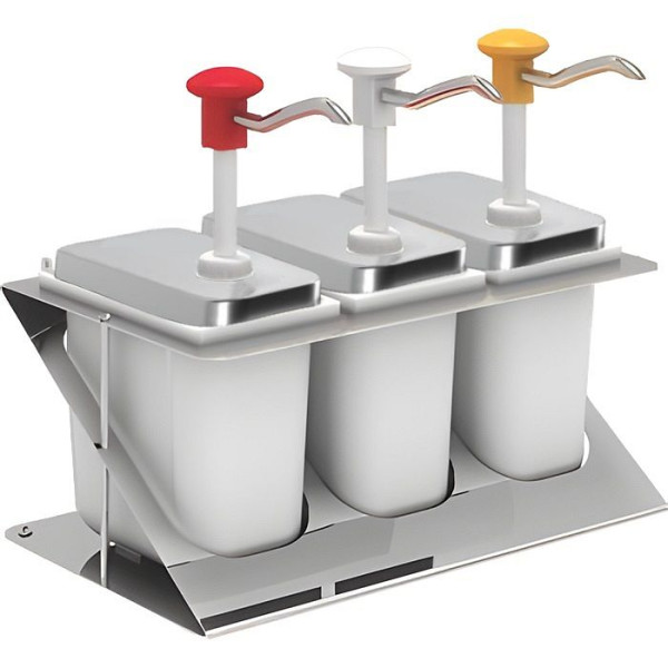 Stalgast Dreifach-Saucenspender inkl. Edelstahlgestell, 3x2 Liter, BB1105060