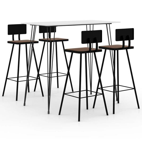 vidaXL 5-tlg. Bar-Set Weiß, Material: Massivholz, 3057833