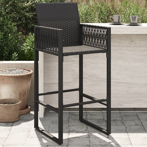 vidaXL Garten-Barhocker 2 Stück Schwarz Poly Rattan, 368702