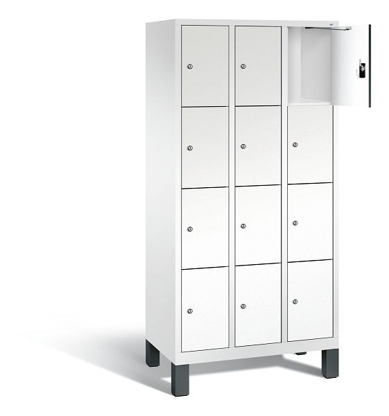 C+P Schließfachschrank Evolo, H1850xB900xT500mm, Farbe: Verkehrsweiß / Dekor Weiß, Dekortür, 48010-304 S10239