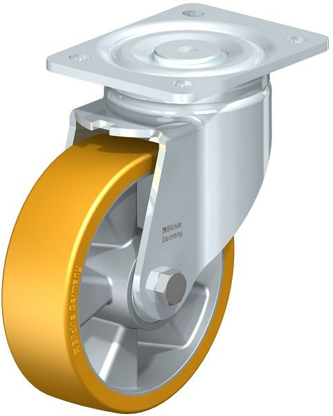 Blickle LH-ALTH 160K Stahlblech-Lenkrolle, Schwerlast-Ausführung, mit Anschraubplatte, Blickle Extrathane®, Hellbraun, 265934