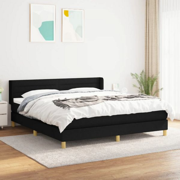 vidaXL Boxspringbett mit Matratze Schwarz 160x200 cm Stoff, 3130363
